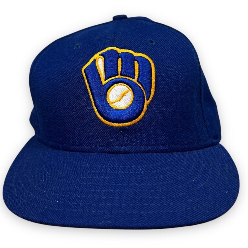 Vintage Milwaukee‎ Brewers Fitted Mens 6 7/8 Blue New Era 5950 Wool Blue Box